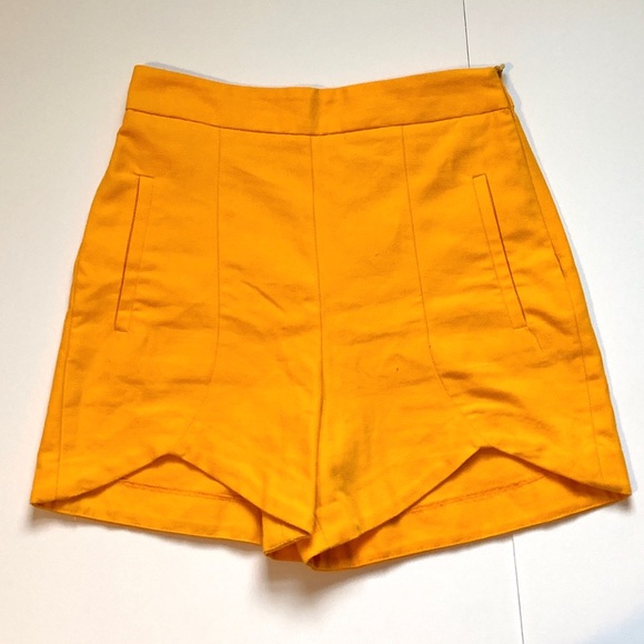 yellow high waisted shorts